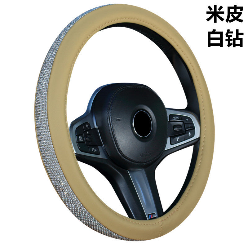 Wholesale Faux Leather Diamond Car Steering Wheel Cover